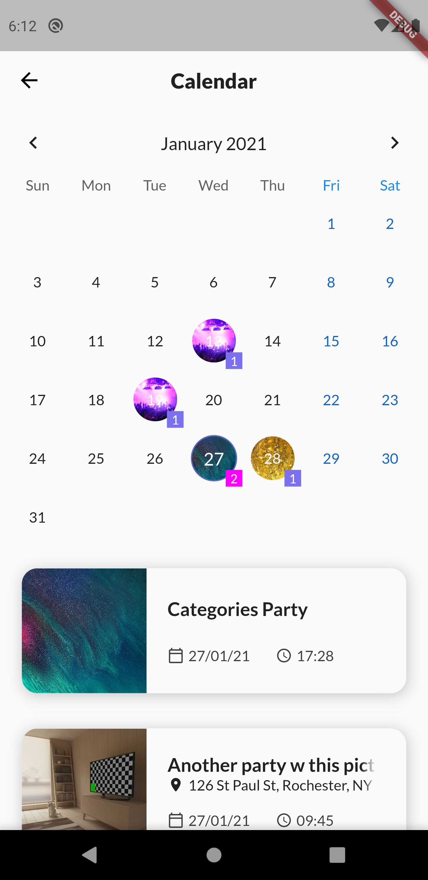 events calendar